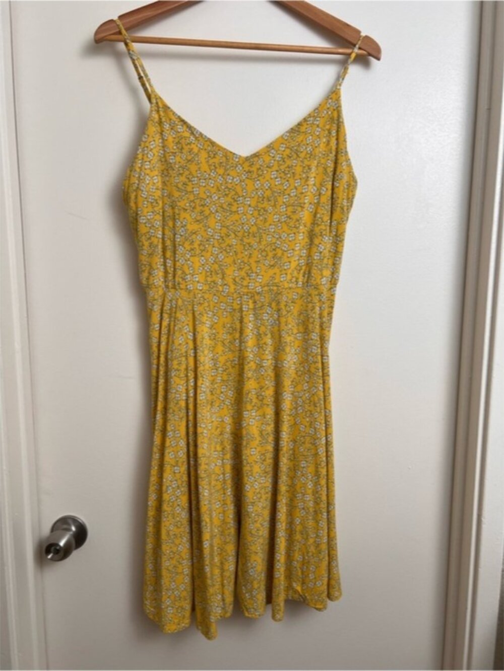 Gap Yellow Floral Midi Dress Cottagecore Sundress Smocked Back  XL